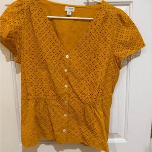 J. Crew Women's Yellow Eyelet Blouse